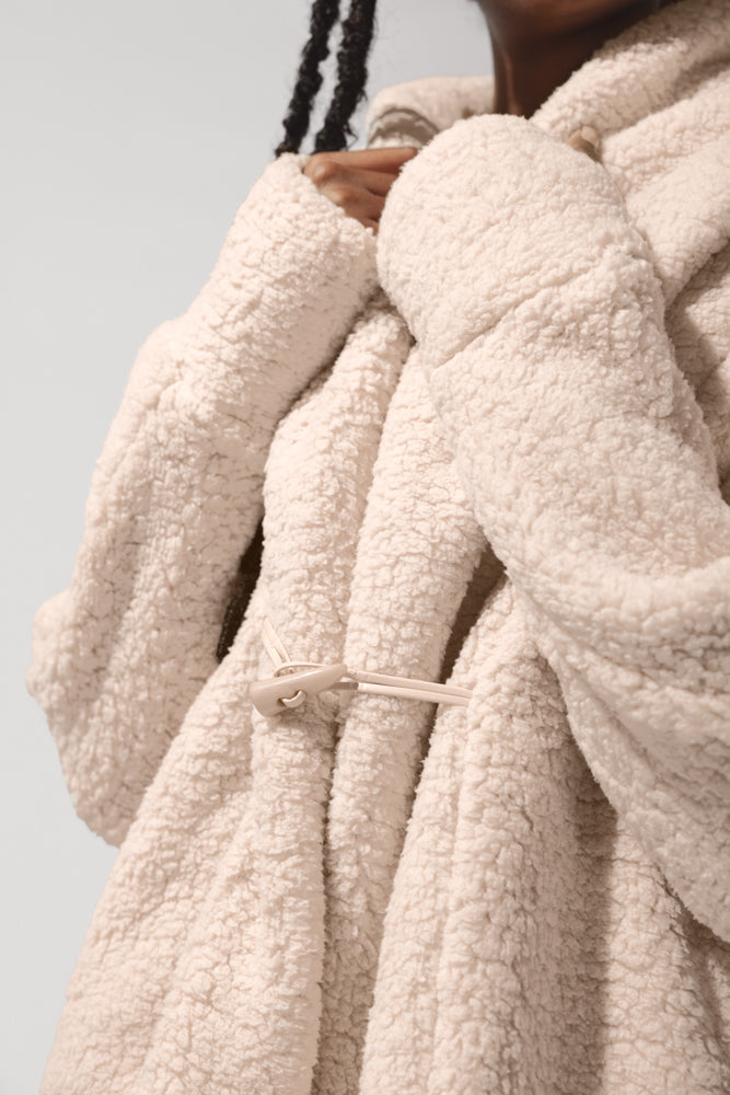 Faux Sherpa Cocoon Coat - Taupe by POPFLEX®